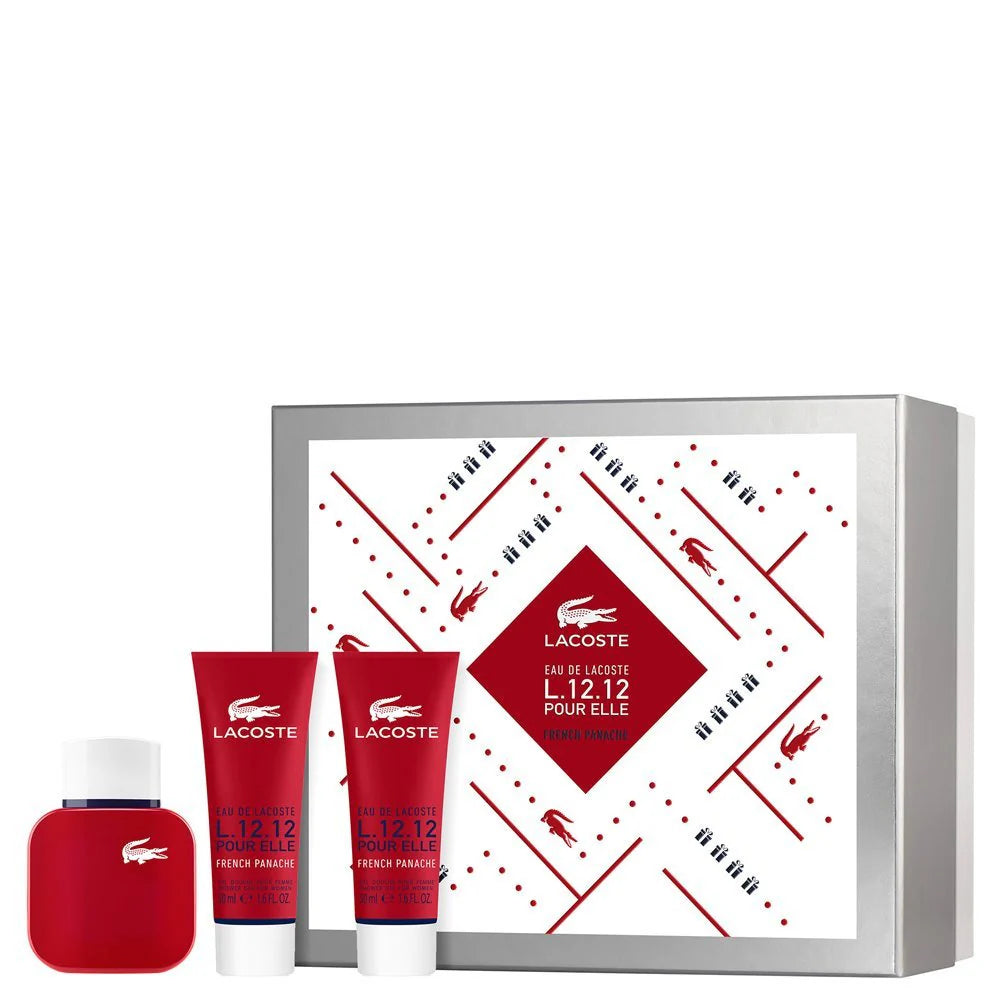 Lacoste Ladies L.12.12 Pour Elle French Panache 3Pcs Set 1.6 oz EDT Spray 2 x 1.6 oz Shower Gel
