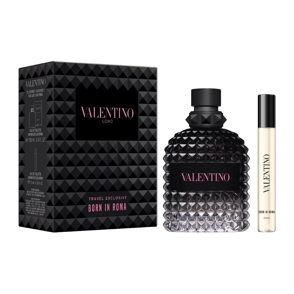 Valentino Uomo Born in Roma 2 Pcs Set 3.4oz EDT Spray + 10ml EDT