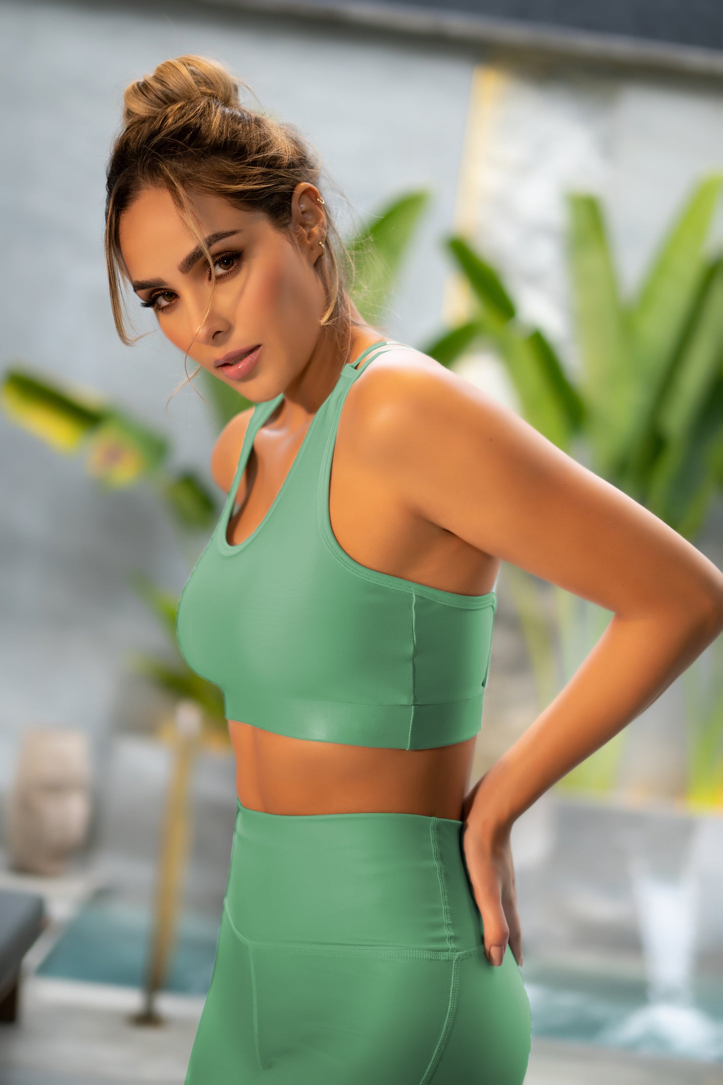 2 Piece Printed Sports Set Top- Leggins 373