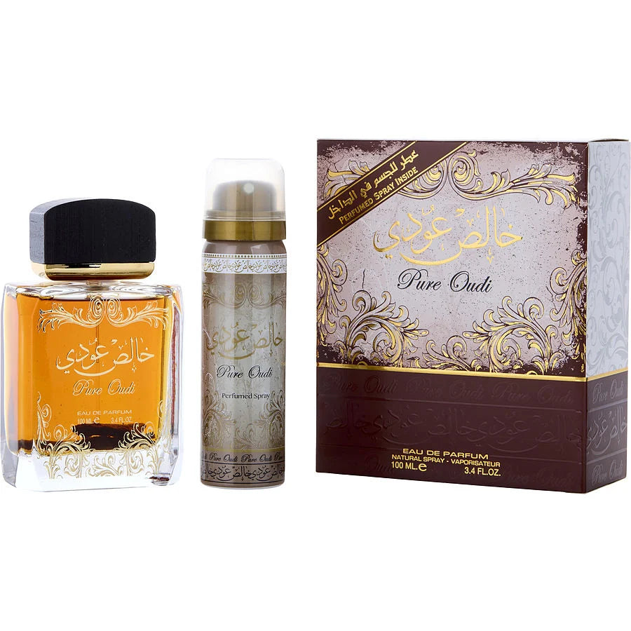 Lattafa Pure Oudi Unisex 2Pcs Set 3.4oz EDP + 1.7 Perfume