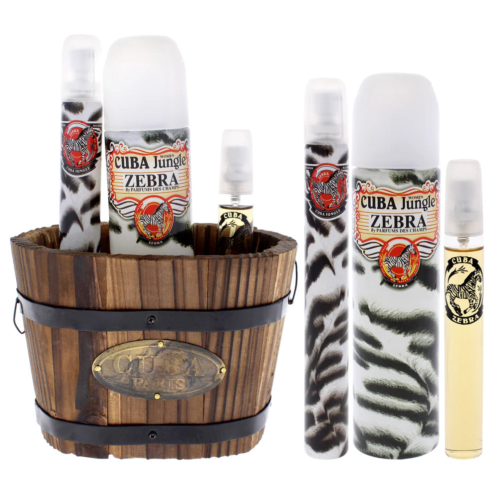 Cuba Jungle Zebra 3Pcs Set 3.4 oz EDP Spray 1.17 oz EDP Spray 15 ml EDP Spray