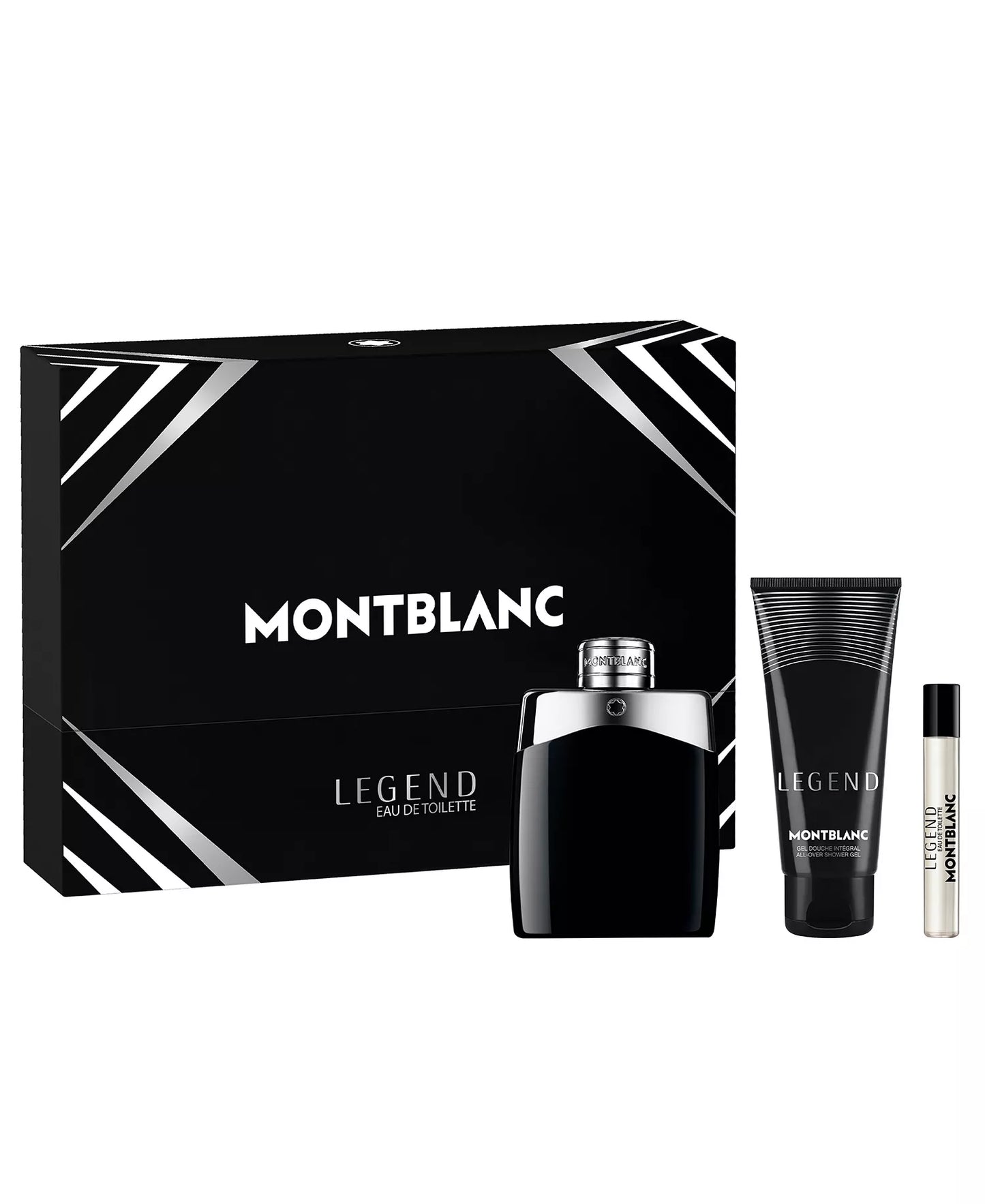 Montblanc Legend Gift Set 3pc Men's EDT 3.3oz-EDT Travel 0.25oz-Shower Gel 3.3oz