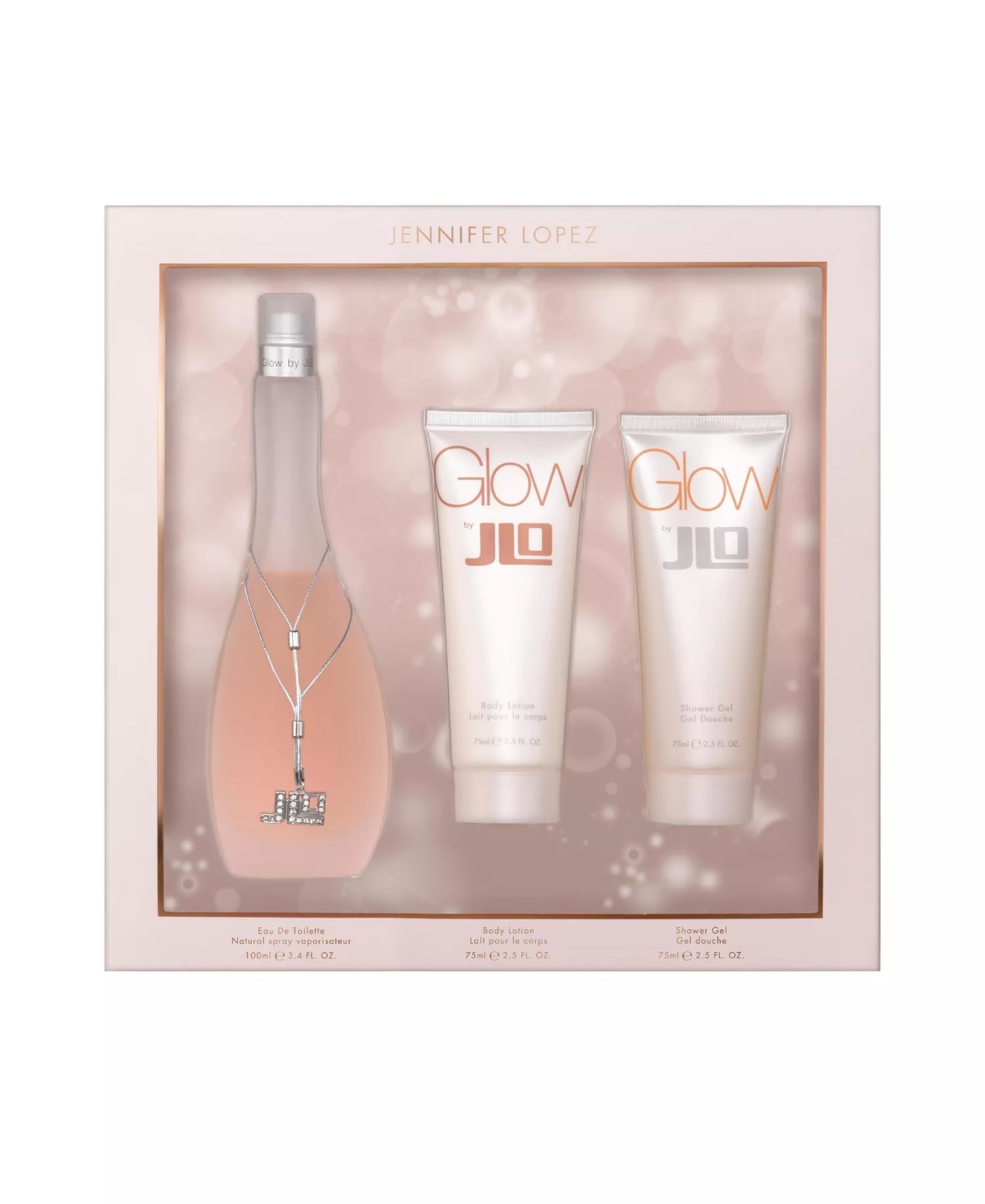 Jennifer Lopez Glow By JLO 3 Pcs Set 3.4 Oz EDT Spray + 2.5 oz Body Lotion + 2.5 oz Shower Gel