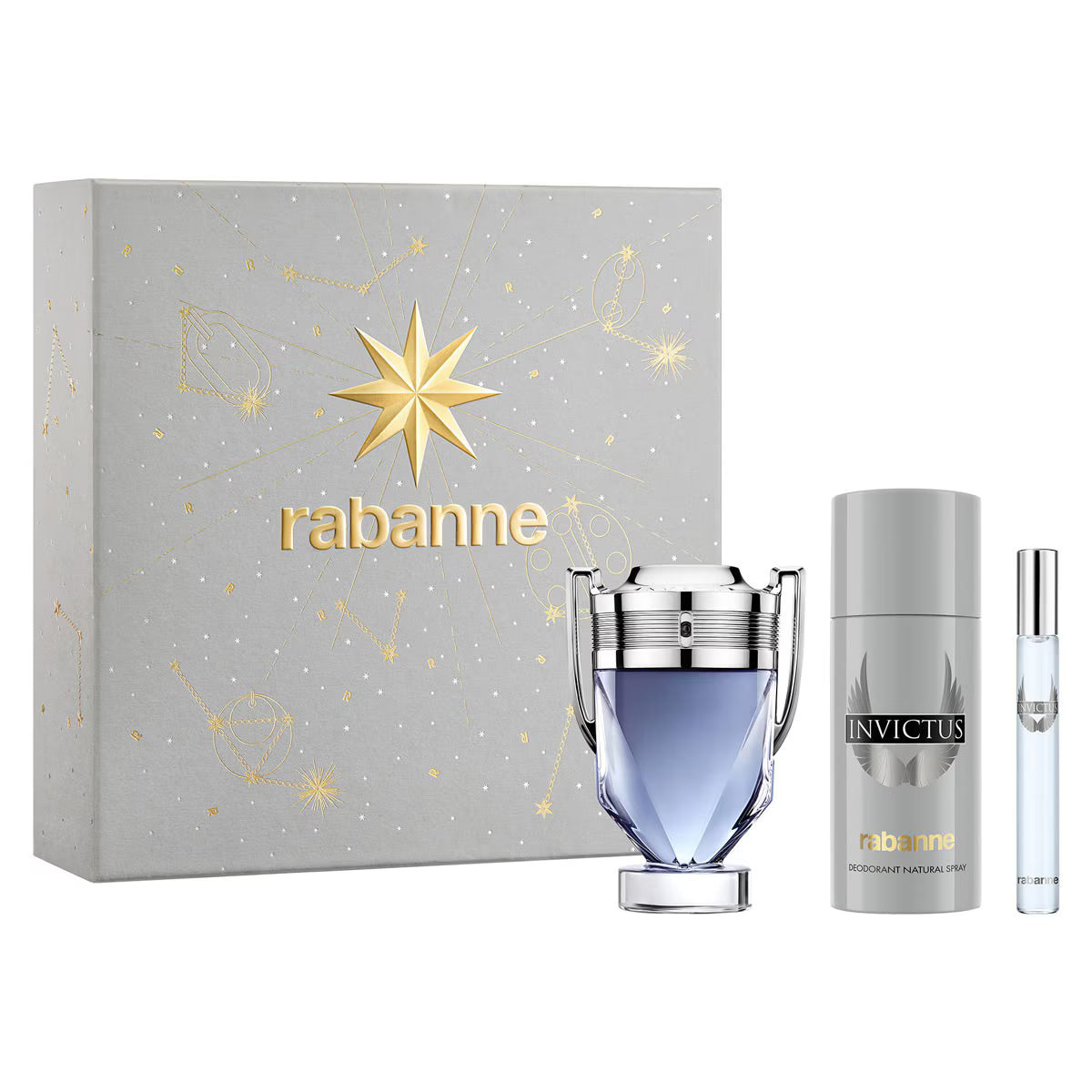 PACO RABANNE INVICTUS(M)(H/B)3PC SET(3.4oz edt sp,5.1oz deo sp,10ml edt sp)
