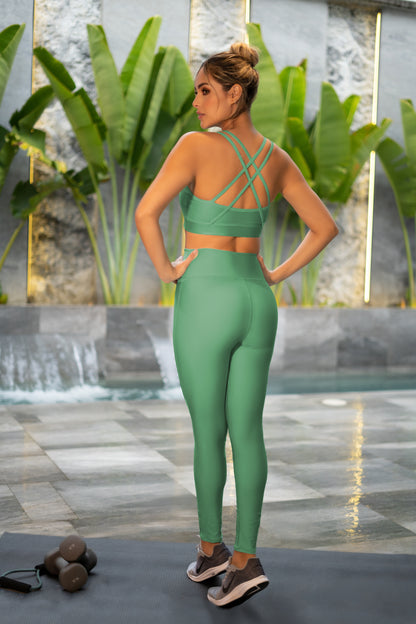 Conjunto deportivo estampado de 2 piezas: Top y leggings 373