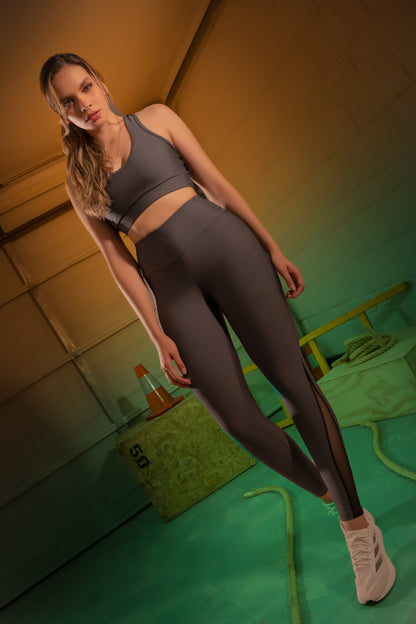 Conjunto deportivo de 2 piezas: top y leggings de licra y tul, 385 C