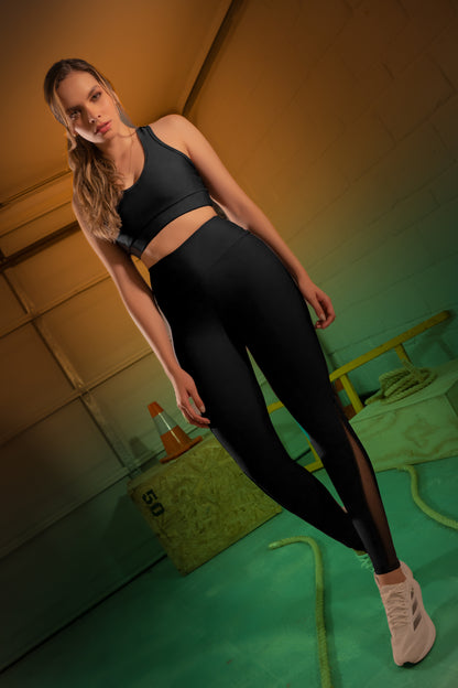 Conjunto deportivo de 2 piezas: top y leggings de licra y tul, 385 C