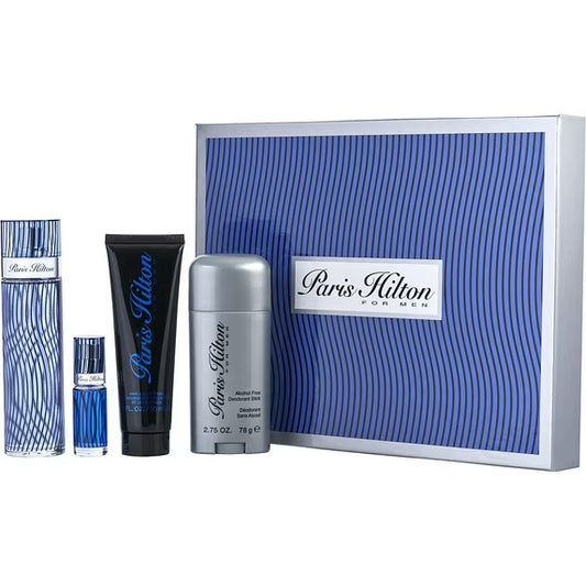 Paris Hilton Men 4Pcs Set 3.4 oz EDT Spray + 3,0oz Body Wash+ 2,75oz Deo Stick +10ml EDT Spray