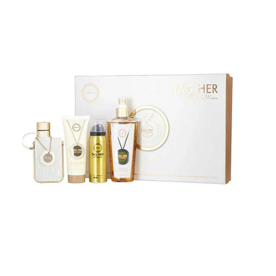 Armaf Tag Her Set 4Pcs for Women (3.4 oz Body Lotion-8.4 oz Fragrance Body Spray-3.4 oz EDP Spray 1.7 oz Body Spray)