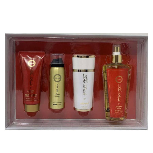 Armaf Le Pride Rouge for Women Gift Set 4Pcs (Body Lotion-Body Spray 3.4oz EDP Spray-Body Mist)