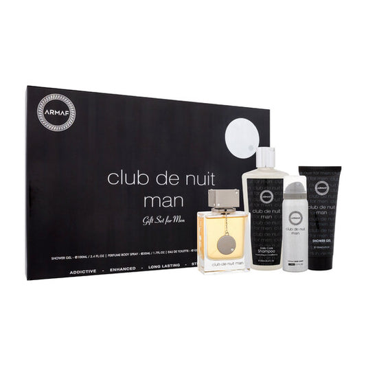 Armaf Club de Nuit Man Gift Set 4Pcs 3.4oz EDT Spray- 3.4 oz Shower Gel- 1.7 oz Perfume Body Spray - 8.4 oz Shampoo