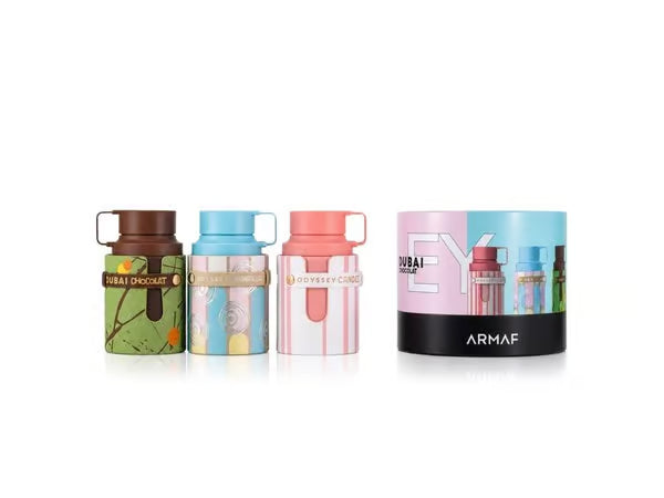 Armaf Odyssey Wheel 3 Pcs Set  Dubai Chocolate + Marshmallow + Candee 1 EDP Spray