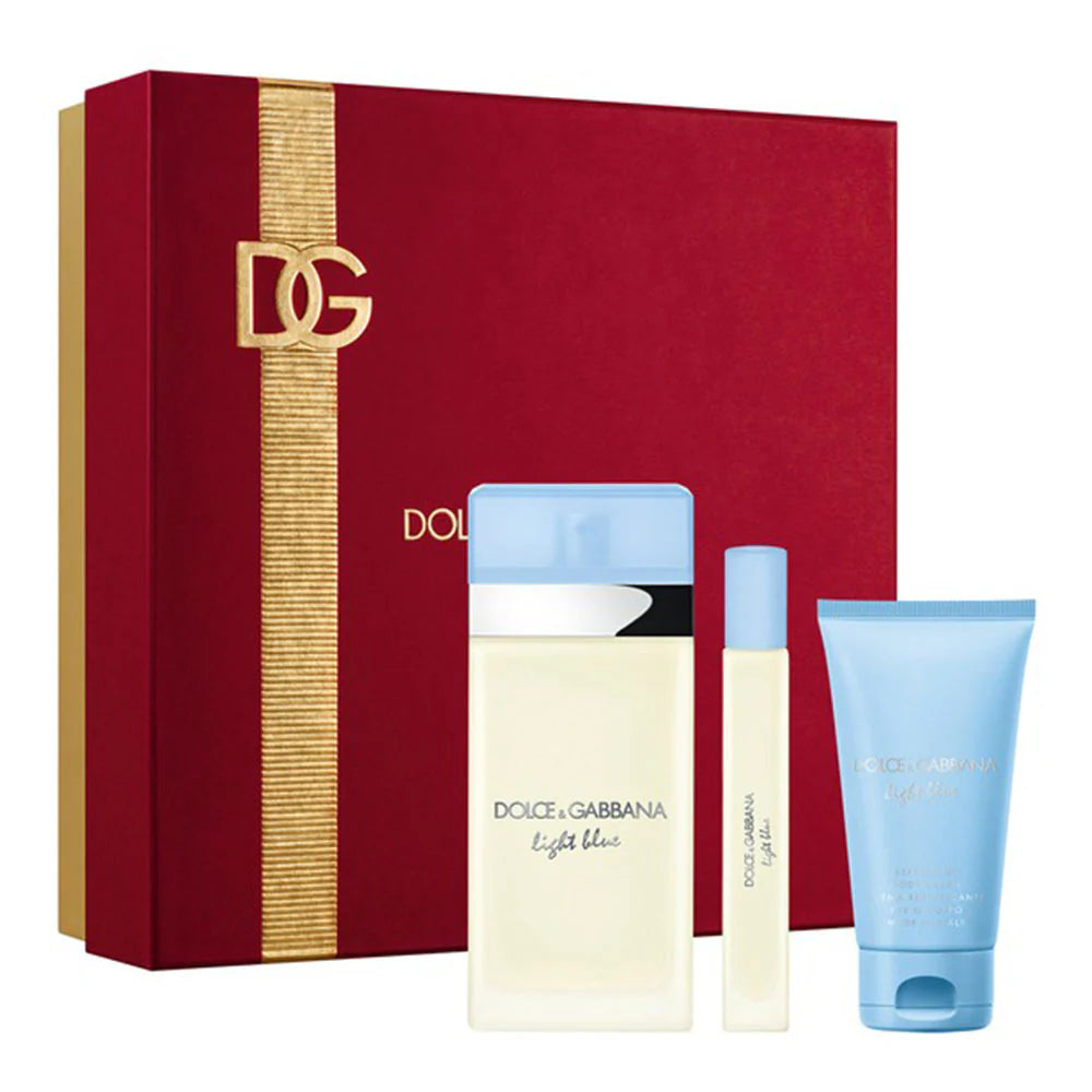 Dolce Gabbana Light Blue 3 Pcs Women Set 3.3 oz EDT Spray + 1.7 oz Body Cream + 10 ml EDT Spray