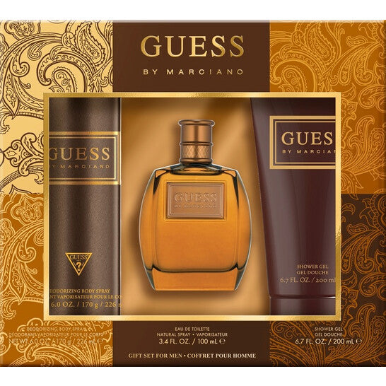Guess Men's By Marciano Gift Set Fragrances 3 Piece Gift Set (Deo 6oz -EDT3.4oz -SG 6.7oz)