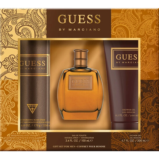 Guess Men's By Marciano Gift Set Fragrances 3 Piece Gift Set (Deo 6oz -EDT3.4oz -SG 6.7oz)