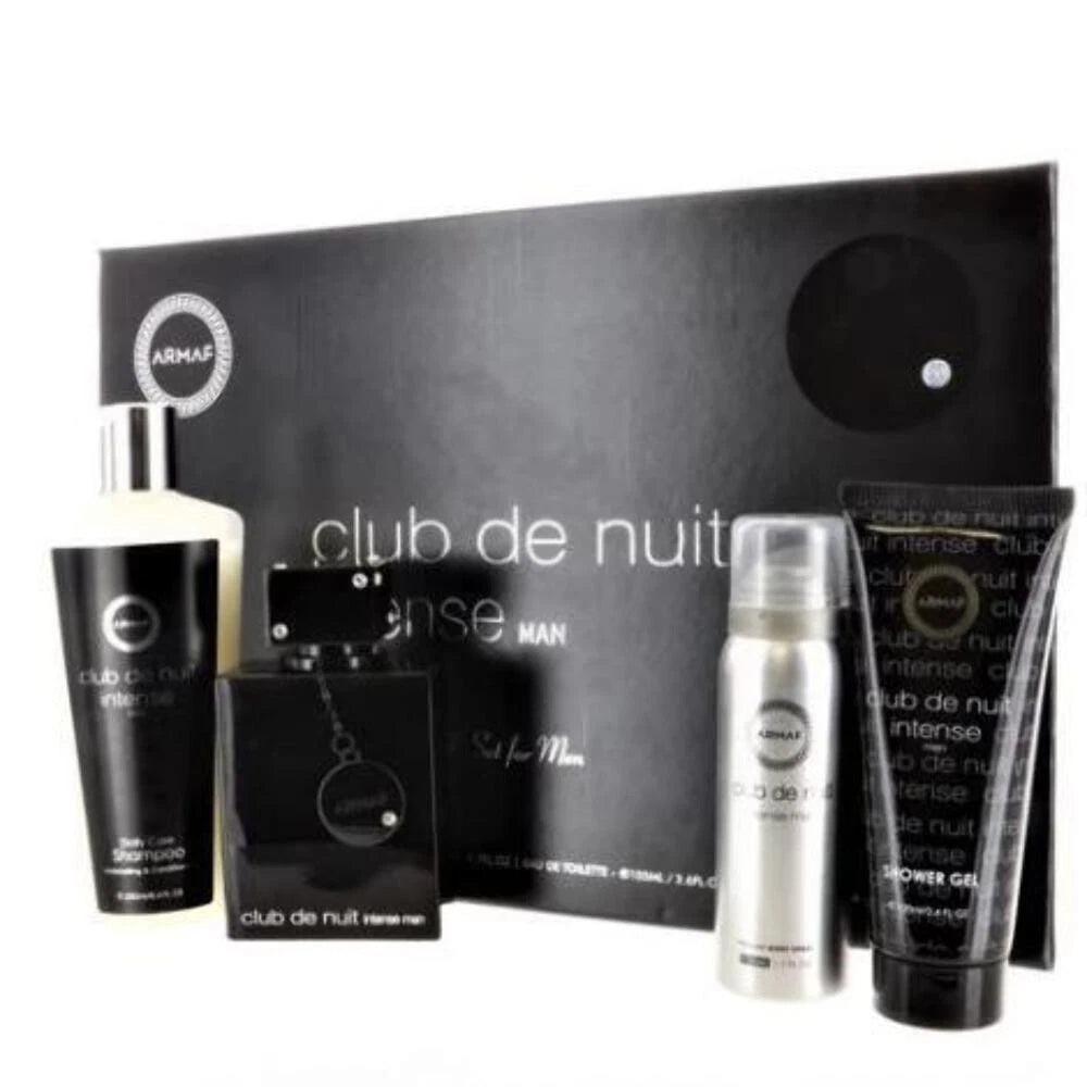 Armaf Club de Nuit Intense Men Set (Intense 3.4oz Spray+Body Spray 1.7oz+Shampoo 8.4oz+ Shower Gel 3.4oz)