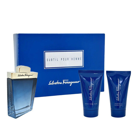 Salvatore Ferragamo Subtil pour Homme 3 Pcs Set 2.5 oz EDT Spray + 2.5 oz Shampoo+ 2.5 oz After Shave Balm