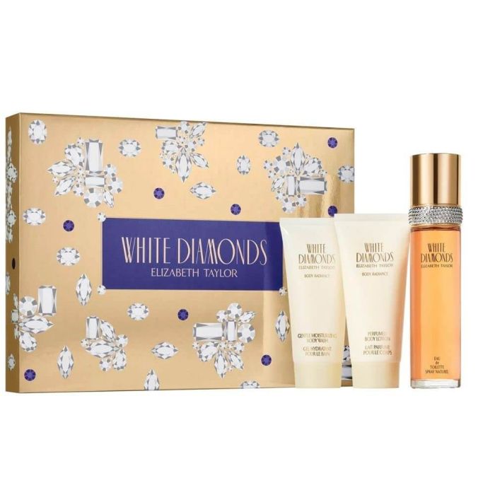 Elizabeth Taylor White Diamonds Women 3pcs Set 3.3oz EDP Spray+ 3.3oz Moisturizing Body Wash+ 3.3oz Body Lotion